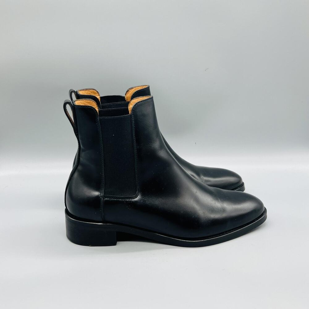 COS Boots Womens 7.5 Black Leather Chelsea Ankle Pull On Block Heel Bootie Shoes